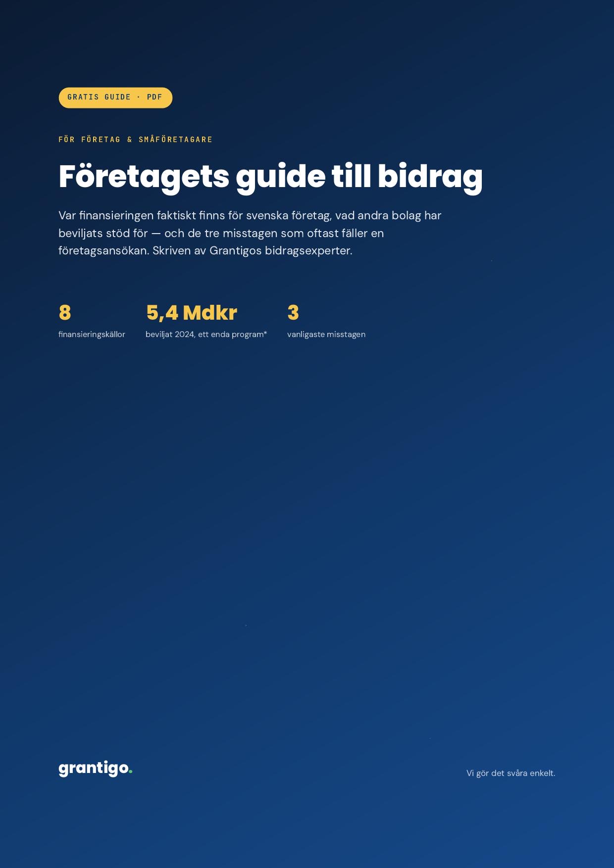 Omslag, Företagets guide till bidrag